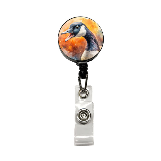 Angry Canadian Canada Goose Watercolor Retractable ID Key Card Name Tag Badge Holder with Clip