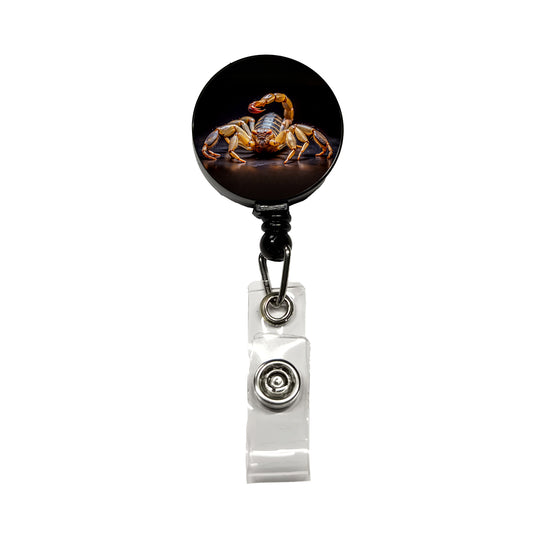 Angry Scorpion Black Background Retractable ID Key Card Name Tag Badge Holder with Clip