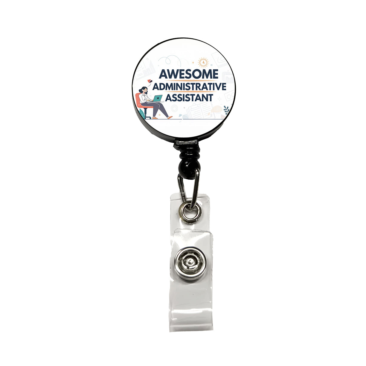 Awesome Administrative Assistant Inspirational Retractable ID Key Card Name Tag Badge Holder with Clip