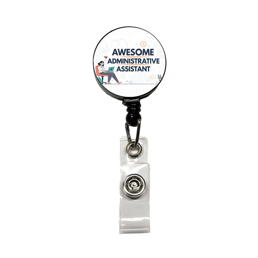 Awesome Administrative Assistant Inspirational Retractable ID Key Card Name Tag Badge Holder with Clip
