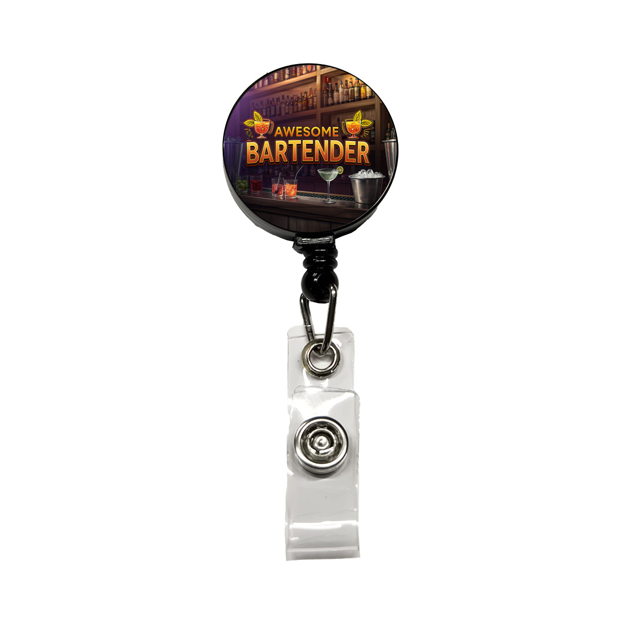 Awesome Bartender Inspirational Retractable ID Key Card Name Tag Badge Holder with Clip