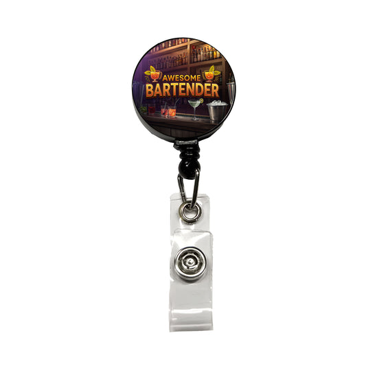Awesome Bartender Inspirational Retractable ID Key Card Name Tag Badge Holder with Clip