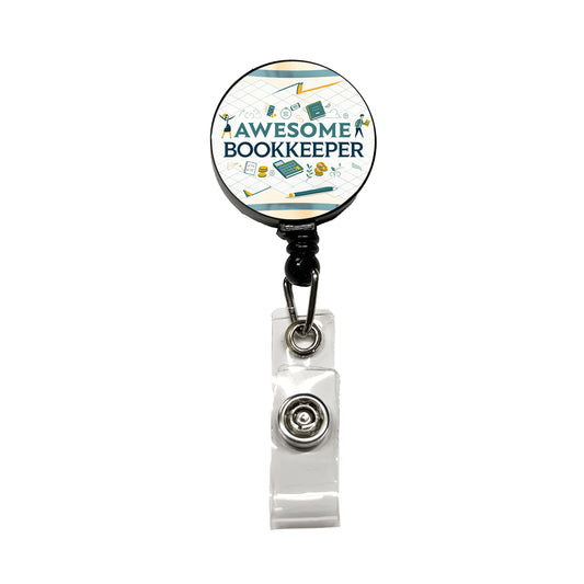 Awesome Bookkeeper Inspirational Retractable ID Key Card Name Tag Badge Holder with Clip