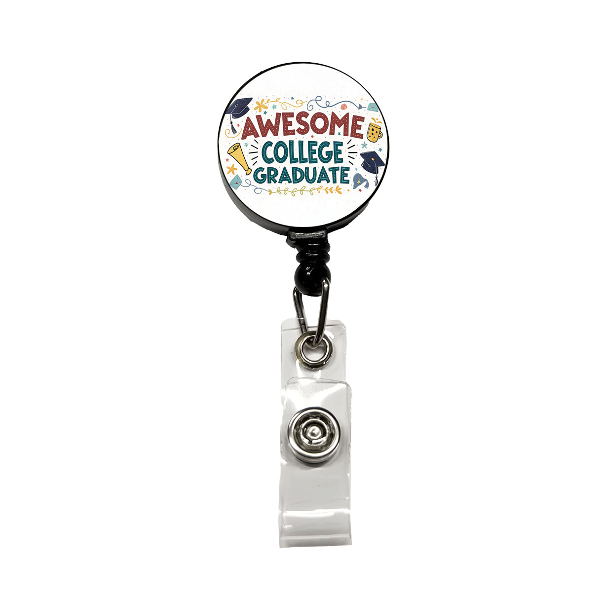 Awesome College Graduate Graduation Inspirational Retractable ID Key Card Name Tag Badge Holder with Clip