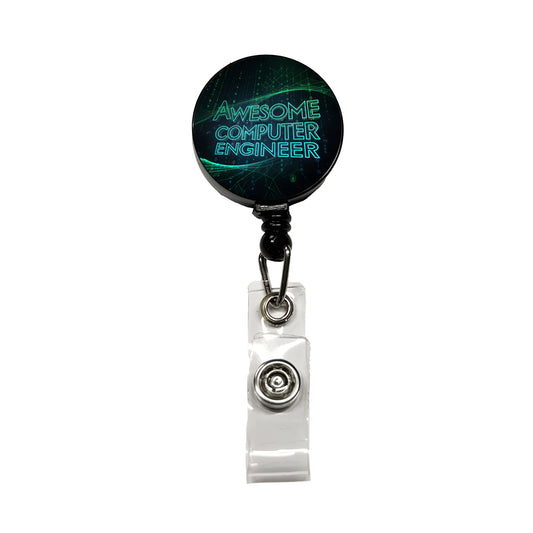 Awesome Computer Engineer Inspirational Retractable ID Key Card Name Tag Badge Holder with Clip