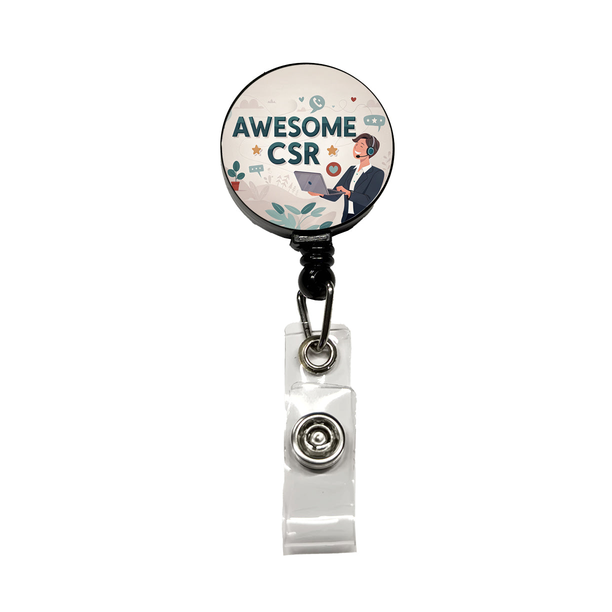 Awesome CSR Customer Service Rep Inspirational Retractable ID Key Card Name Tag Badge Holder with Clip