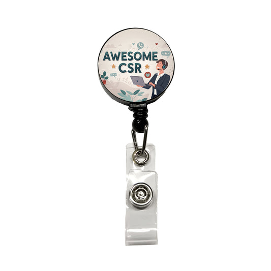 Awesome CSR Customer Service Rep Inspirational Retractable ID Key Card Name Tag Badge Holder with Clip