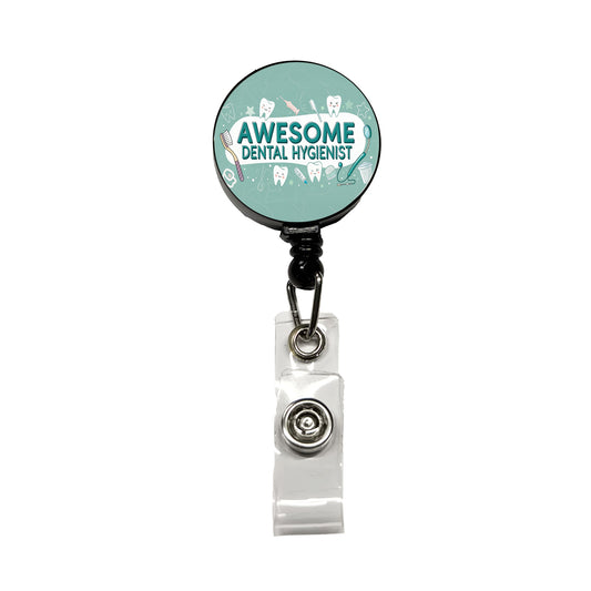 Awesome Dental Hygienist Inspirational Retractable ID Key Card Name Tag Badge Holder with Clip