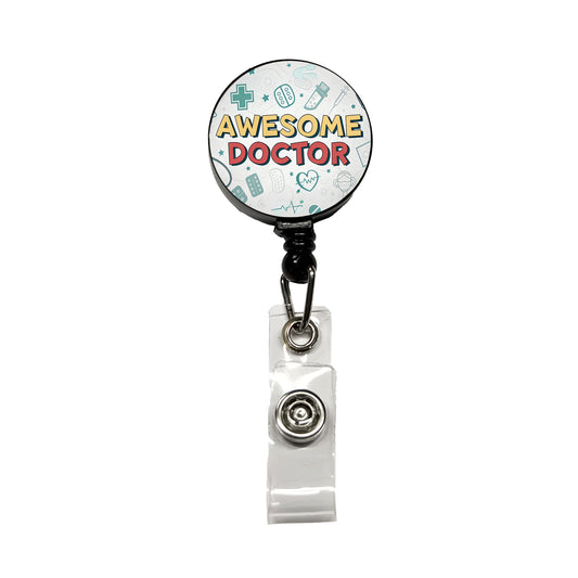 Awesome Doctor MD Inspirational Retractable ID Key Card Name Tag Badge Holder with Clip