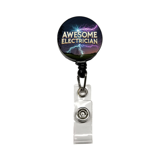 Awesome Electrician Inspirational Retractable ID Key Card Name Tag Badge Holder with Clip