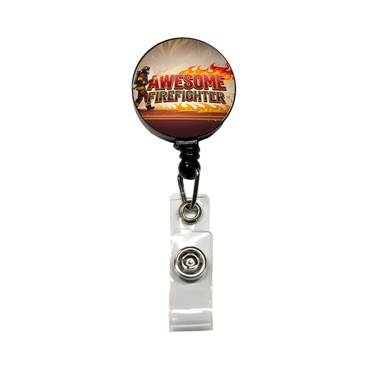 Awesome Firefighter Inspirational Retractable ID Key Card Name Tag Badge Holder with Clip