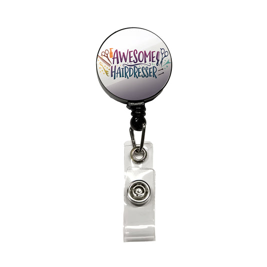 Awesome Hairdresser Inspirational Retractable ID Key Card Name Tag Badge Holder with Clip