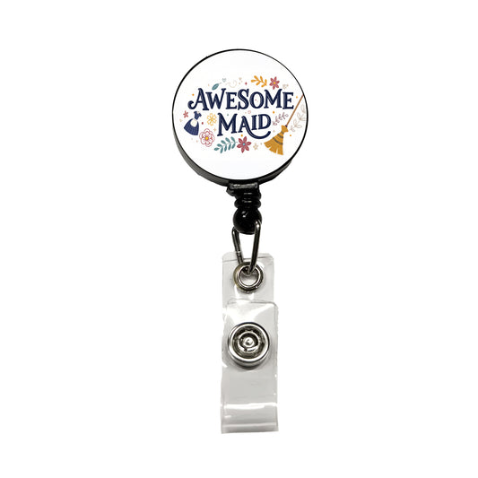 Awesome Maid Inspirational Retractable ID Key Card Name Tag Badge Holder with Clip