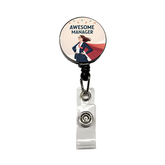Awesome Manager Woman Female Inspirational Retractable ID Key Card Name Tag Badge Holder with Clip