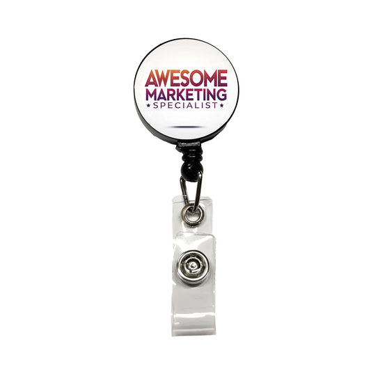 Awesome Marketing Specialist Inspirational Retractable ID Key Card Name Tag Badge Holder with Clip