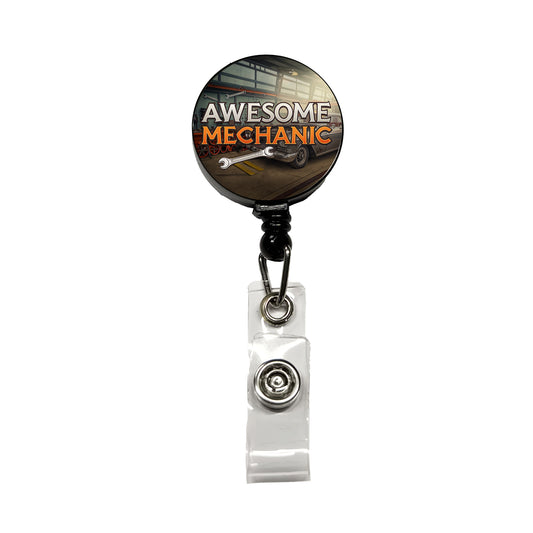 Awesome Mechanic Automotive Garage Inspirational Retractable ID Key Card Name Tag Badge Holder with Clip