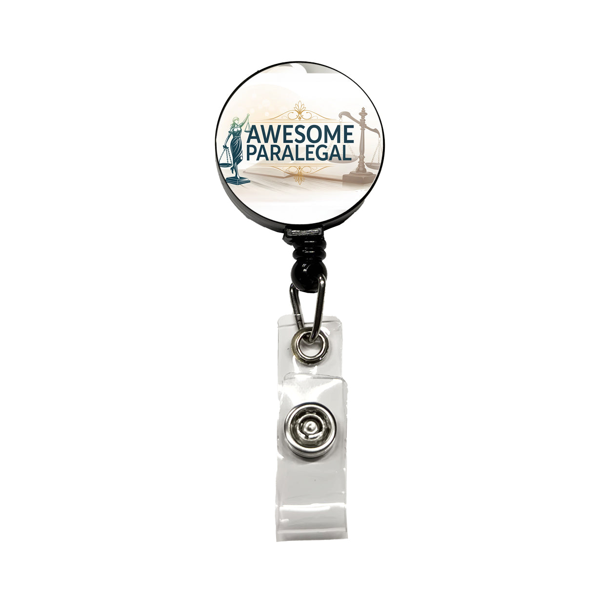 Awesome Paralegal Scales of Justice Inspirational Retractable ID Key Card Name Tag Badge Holder with Clip