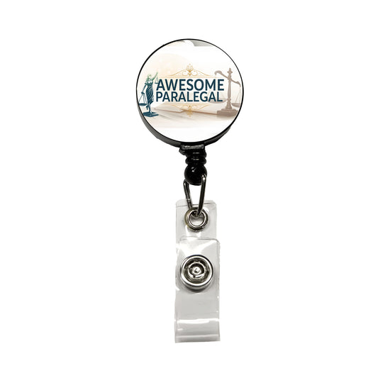 Awesome Paralegal Scales of Justice Inspirational Retractable ID Key Card Name Tag Badge Holder with Clip