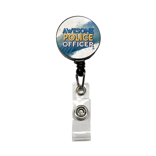 Awesome Police Officer Inspirational Retractable ID Key Card Name Tag Badge Holder with Clip