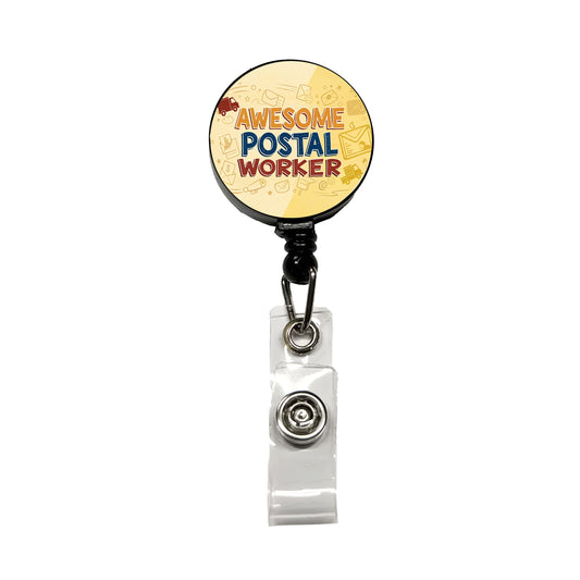 Awesome Postal Worker Inspirational Retractable ID Key Card Name Tag Badge Holder with Clip