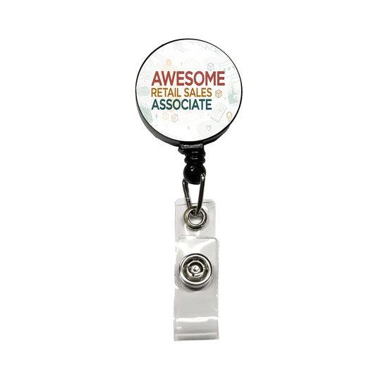 Awesome Retail Sales Associate Inspirational Retractable ID Key Card Name Tag Badge Holder with Clip