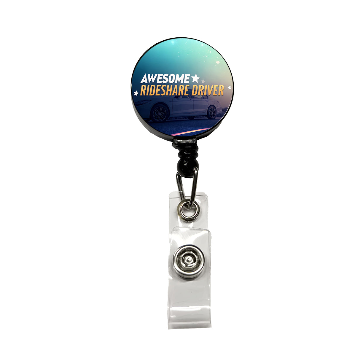 Awesome Rideshare Driver Inspirational Retractable ID Key Card Name Tag Badge Holder with Clip