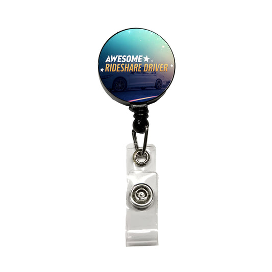 Awesome Rideshare Driver Inspirational Retractable ID Key Card Name Tag Badge Holder with Clip