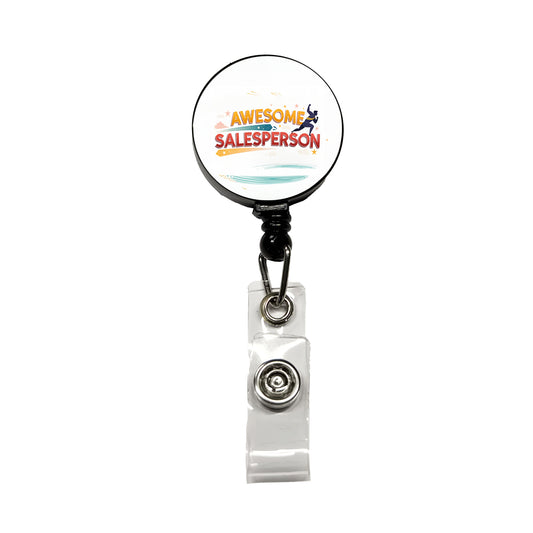 Awesome Salesperson Inspirational Superhero Retractable ID Key Card Name Tag Badge Holder with Clip