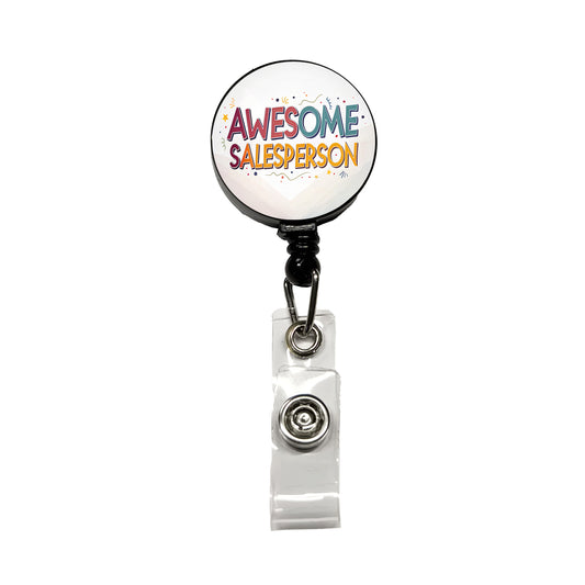 Awesome Salesperson Inspirational Retractable ID Key Card Name Tag Badge Holder with Clip