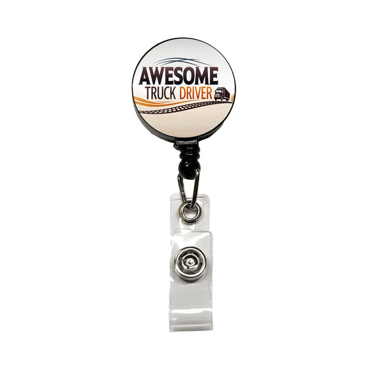 Awesome Truck Driver Inspirational Retractable ID Key Card Name Tag Badge Holder with Clip