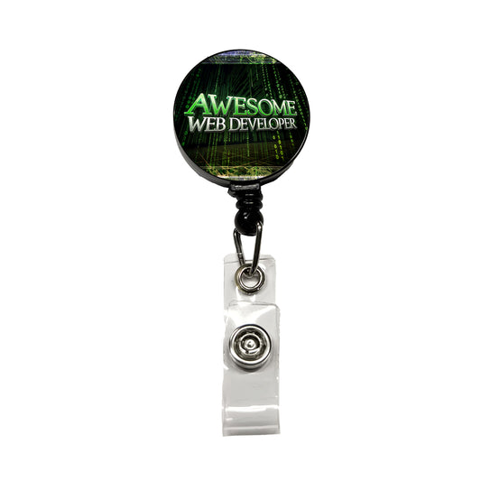 Awesome Web Developer Inspirational Retractable ID Key Card Name Tag Badge Holder with Clip