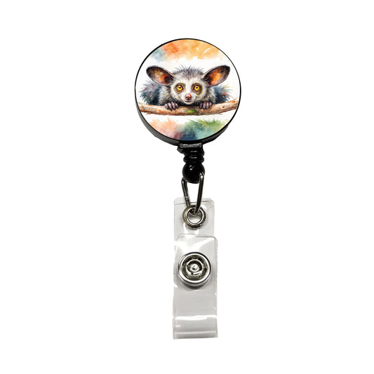 Aye Aye Long Fingered Lemur Watercolor Retractable ID Key Card Name Tag Badge Holder with Clip