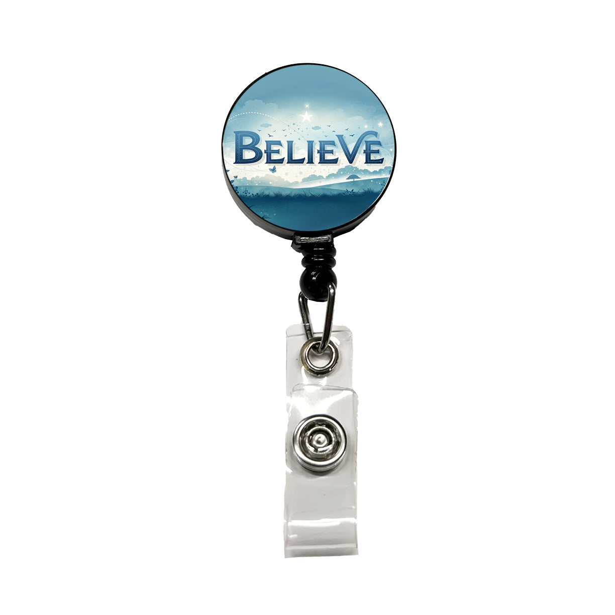 Believe Inspirational Religious Retractable ID Key Card Name Tag Badge Holder with Clip