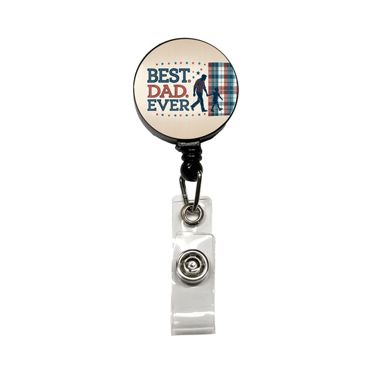 Best Dad Ever Father's Day Retractable ID Key Card Name Tag Badge Holder with Clip