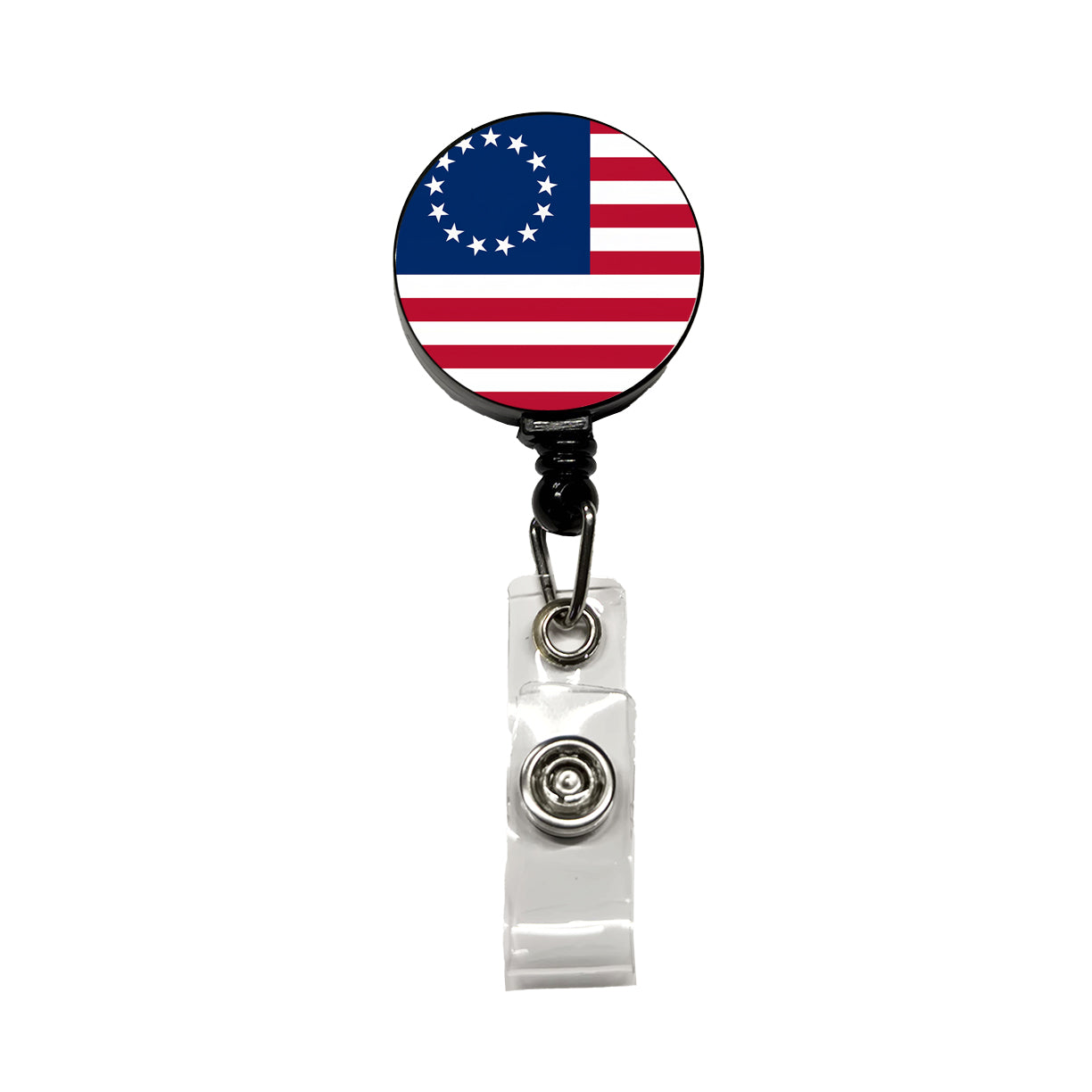 Betsy Ross Flag 13 Colonies Retractable ID Key Card Name Tag Badge Holder with Clip