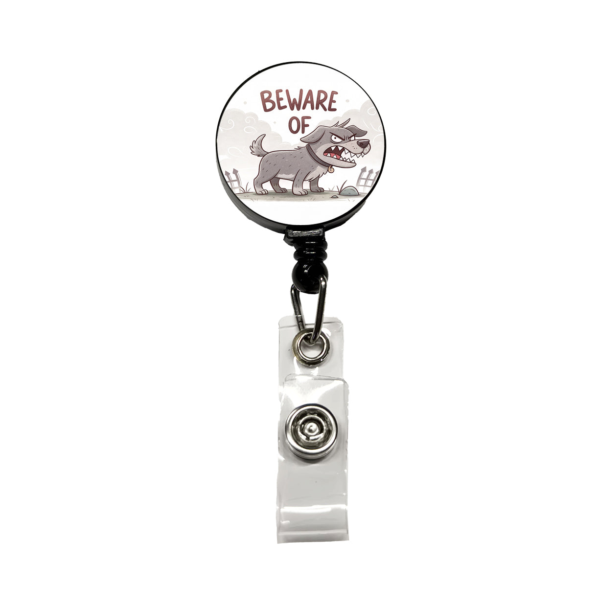 Beware Of Dog Funny Cartoon Retractable ID Key Card Name Tag Badge Holder with Clip