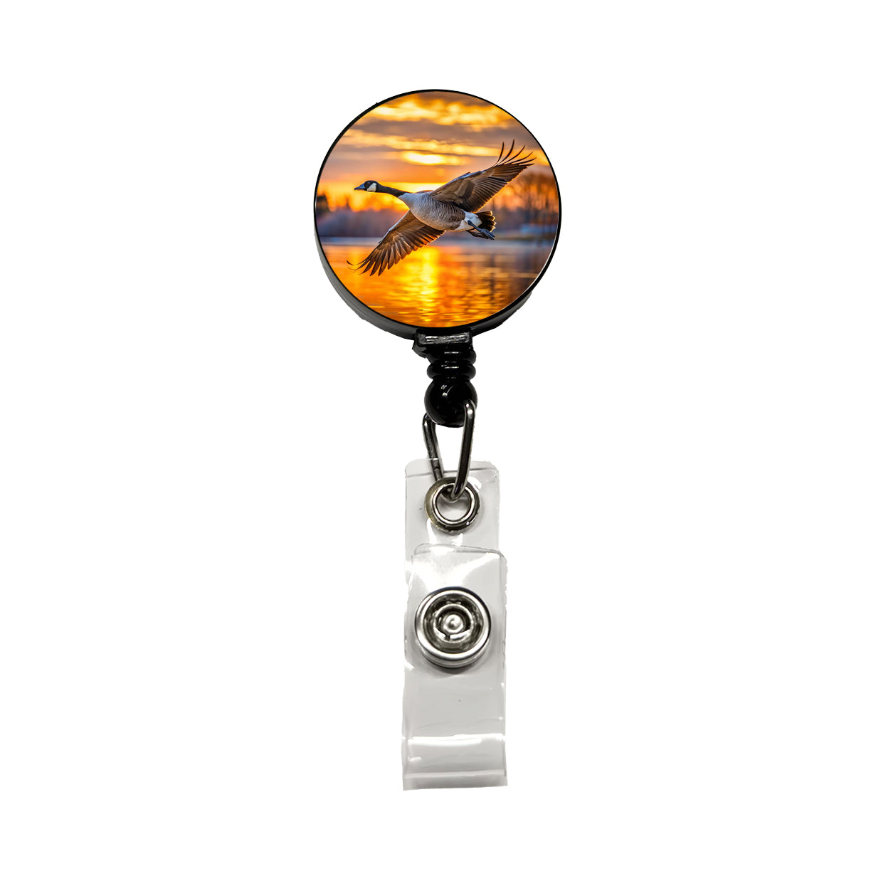 Canada Canadian Goose In Flight At Sunset Retractable ID Key Card Name Tag Badge Holder with Clip