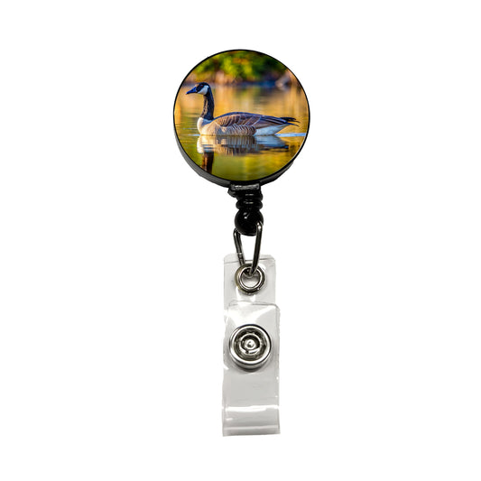 Canada Canadian Goose on Lake Retractable ID Key Card Name Tag Badge Holder with Clip
