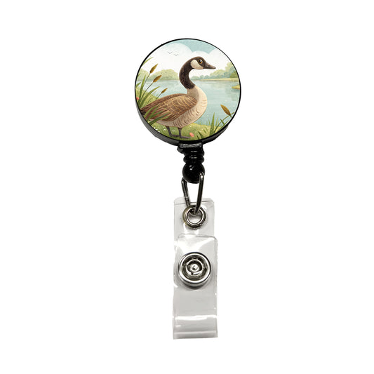 Canadian Canada Goose Children's Illustration Style Retractable ID Key Card Name Tag Badge Holder with Clip