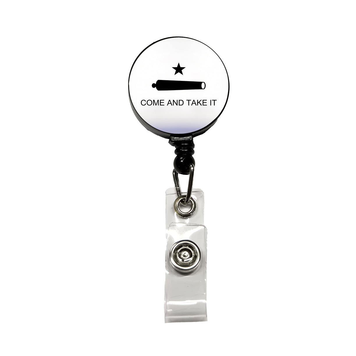 Come And Take It Revolution Texas Cannon Flag Retractable ID Key Card Name Tag Badge Holder with Clip