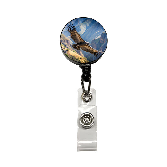 Condor In Flight Photo Retractable ID Key Card Name Tag Badge Holder with Clip