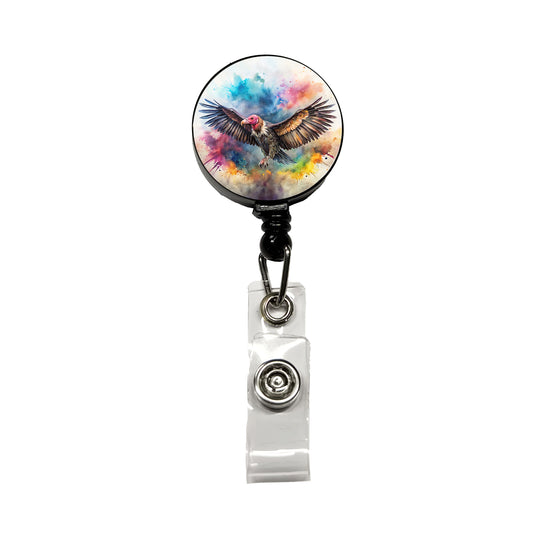 Condor Watercolor Retractable ID Key Card Name Tag Badge Holder with Clip