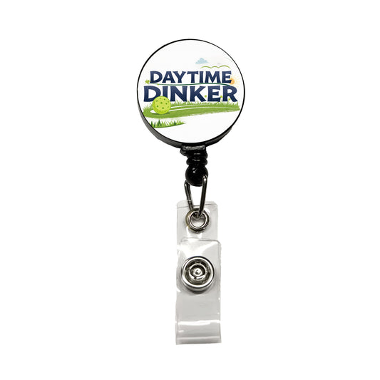Daytime Dinker Pickleball Funny Saying Retractable ID Key Card Name Tag Badge Holder with Clip