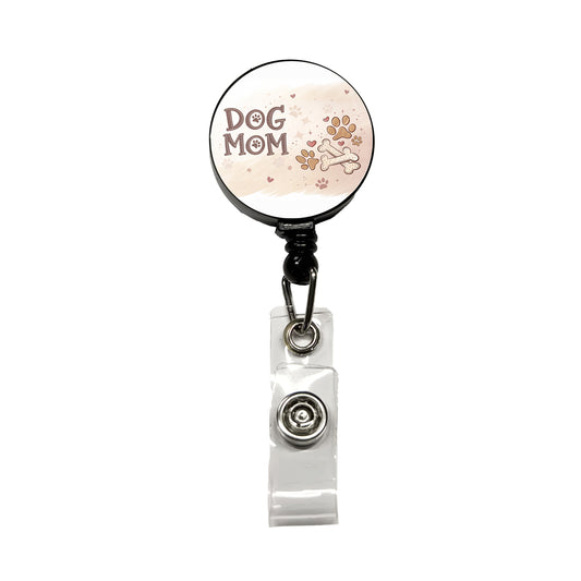 Dog Mom Paw Prints Treats Retractable ID Key Card Name Tag Badge Holder with Clip