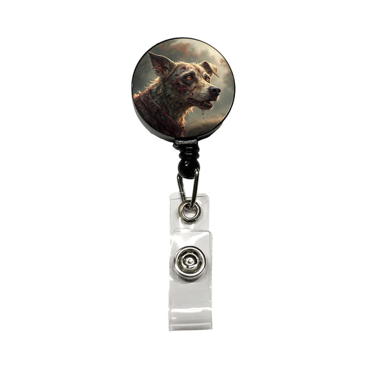 Dog Zombie Creepy Scary Halloween Retractable ID Key Card Name Tag Badge Holder with Clip
