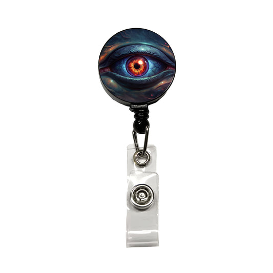 Evil Eye Scary Creepy Retractable ID Key Card Name Tag Badge Holder with Clip