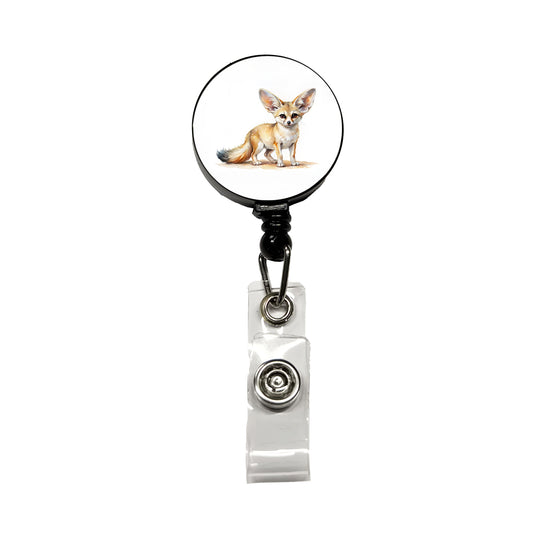 Fennec Fox Watercolor Retractable ID Key Card Name Tag Badge Holder with Clip