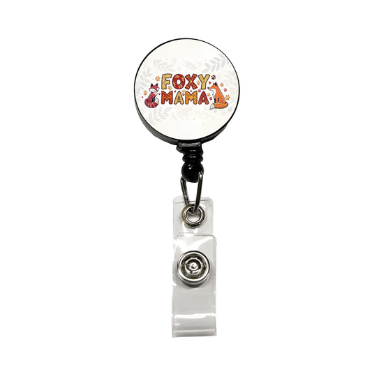 Foxy Mama Cute Fox Foxes Theme Retractable ID Key Card Name Tag Badge Holder with Clip