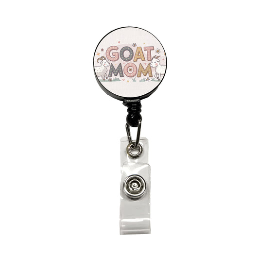 Goat Mom Cute Funny Retractable ID Key Card Name Tag Badge Holder with Clip