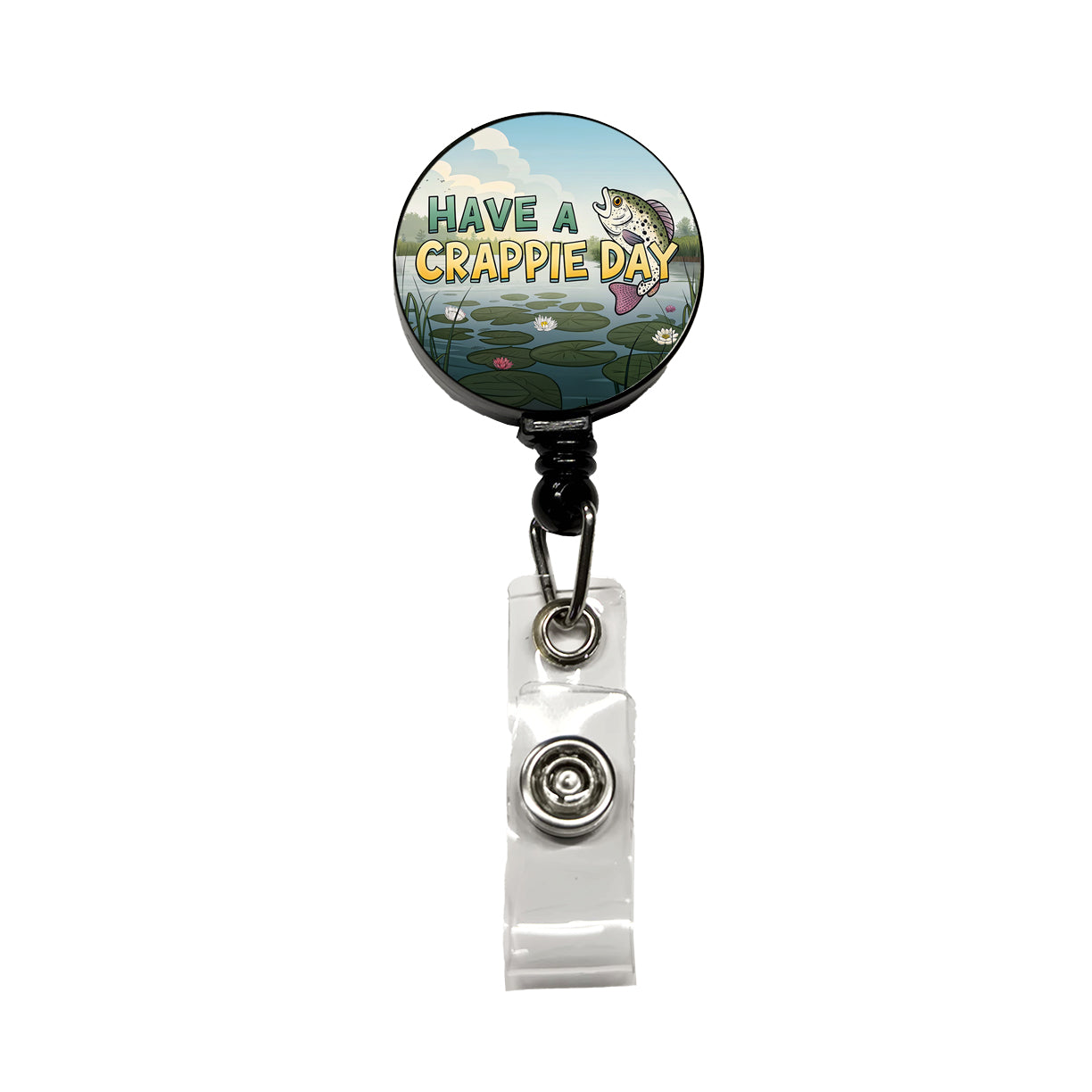 Have A Crappie Crappy Day Fishing Funny Retractable ID Key Card Name Tag Badge Holder with Clip